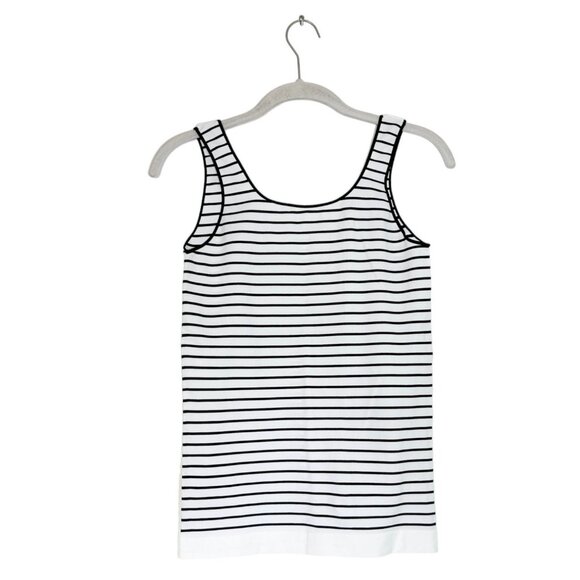 Shimera Women's Stripe Stretch Tank Top in White/Black - Sz M - Picture 2 of 4